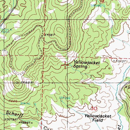 Topographic Map of Yellowjacket Spring, OR