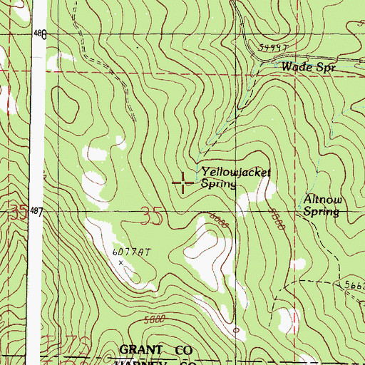 Topographic Map of Yellowjacket Spring, OR