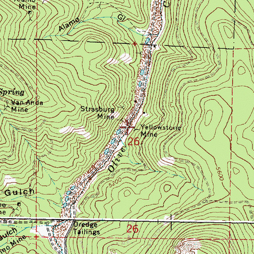 Topographic Map of Yellowstone Mine, OR