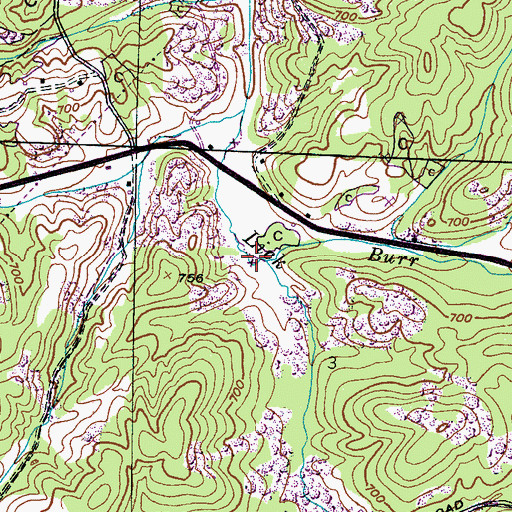 Topographic Map of Burr Branch, AL