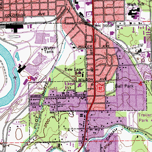 Topographic Map of Yew Lane School (historical), OR