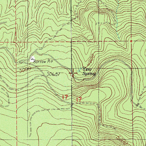 Topographic Map of Yew Spring, OR