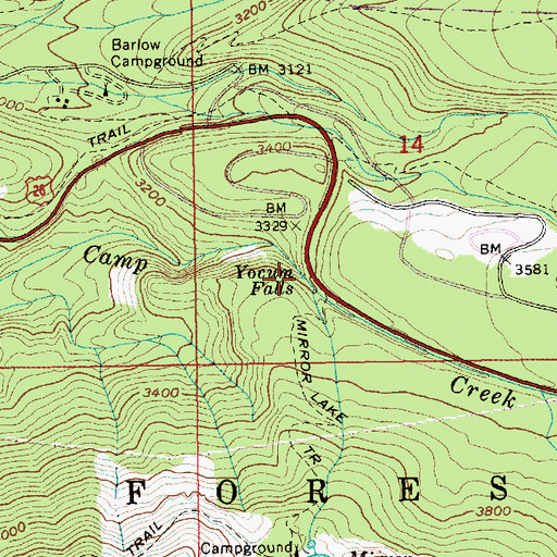 Topographic Map of Yocum Falls, OR