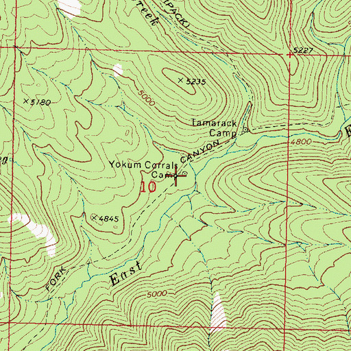 Topographic Map of Yokum Corrals Camp, OR