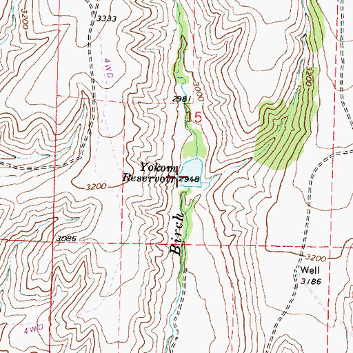 Topographic Map of Yokum Reservoir, OR