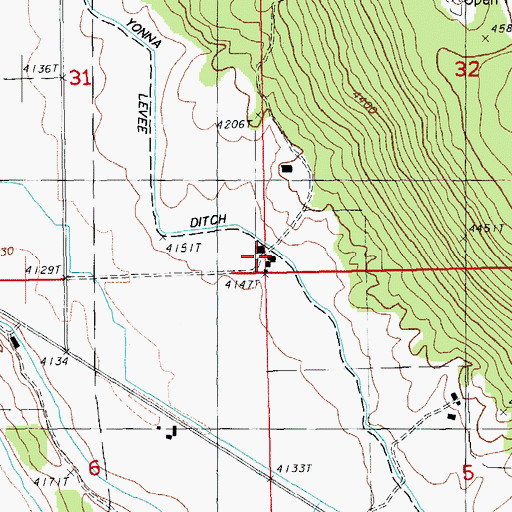 Topographic Map of Yonna Ditch, OR