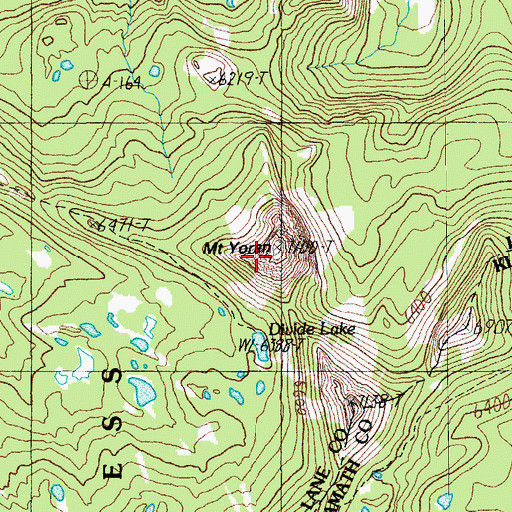 Topographic Map of Mount Yoran, OR