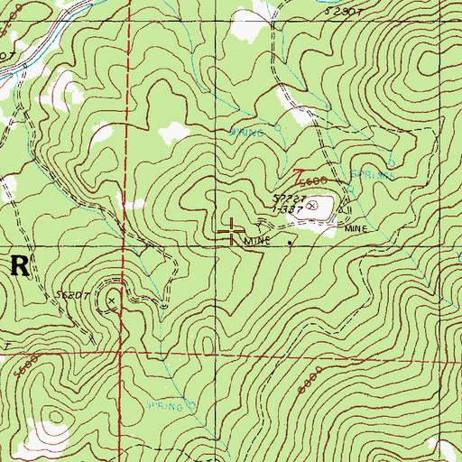 Topographic Map of York and Rannels Mine, OR