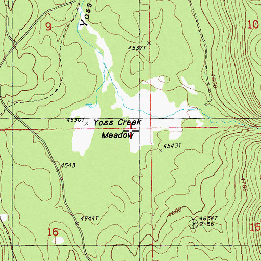 Topographic Map of Yoss Creek Meadow, OR