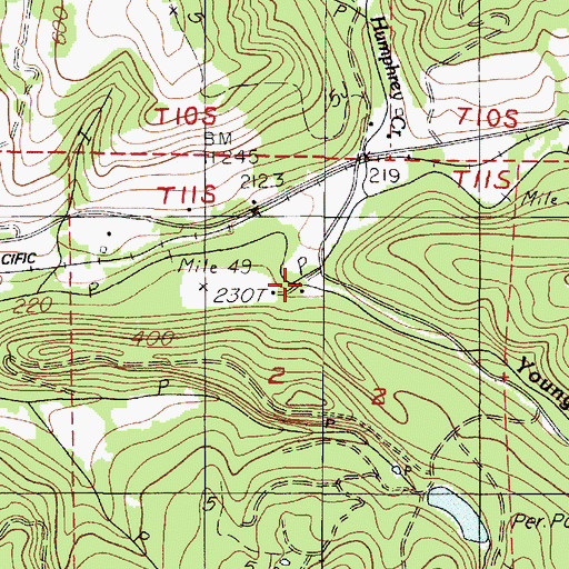 Topographic Map of Young Creek, OR