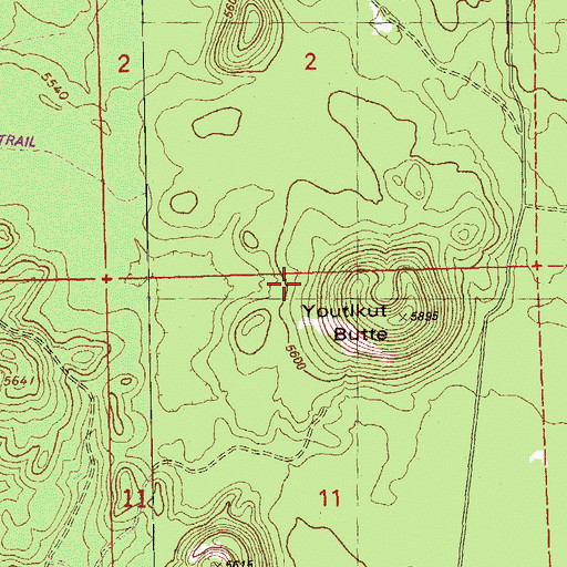Topographic Map of Youtlkut Butte, OR