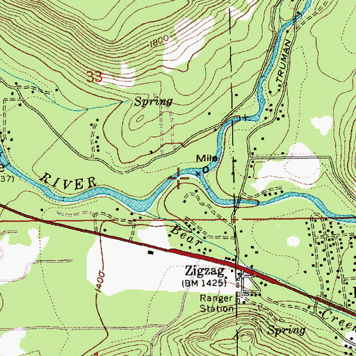 Topographic Map of Zigzag River, OR