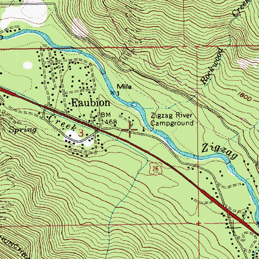 Topographic Map of Zigzag River Campground (historical), OR