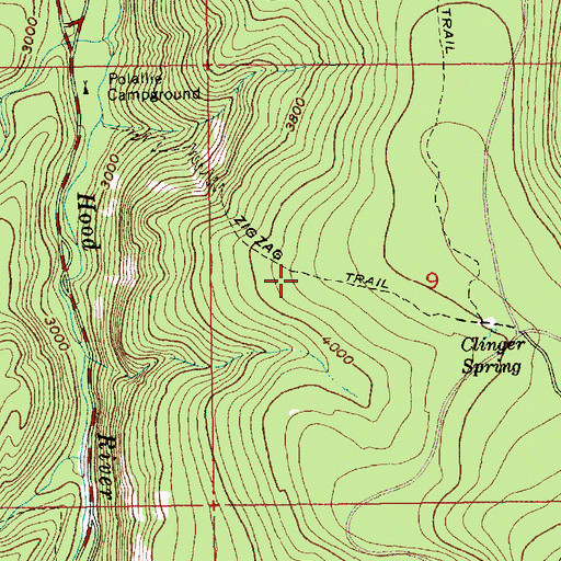 Topographic Map of Zigzag Trail, OR