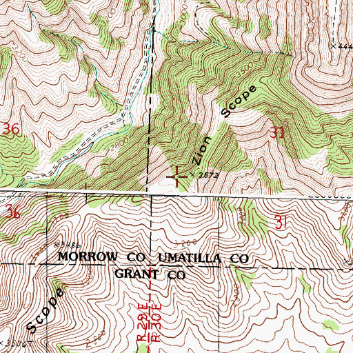 Topographic Map of Zion Scope, OR