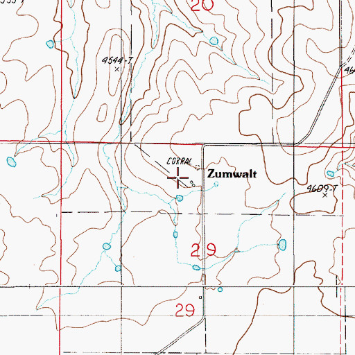 Topographic Map of Zumwalt, OR