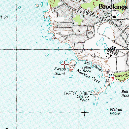 Topographic Map of Zwagg Island, OR