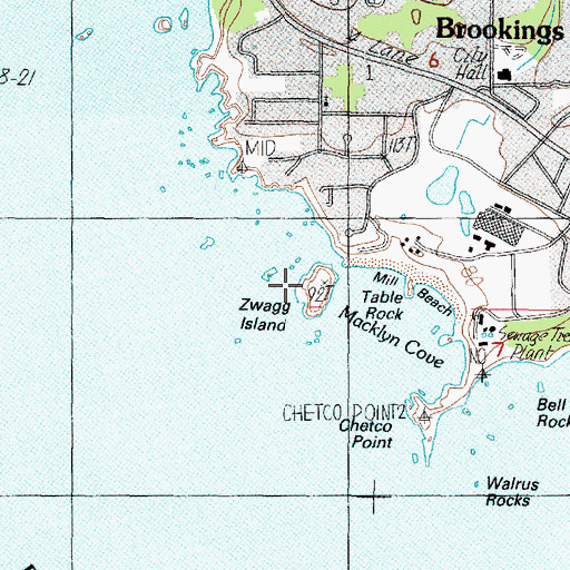 Topographic Map of Zwagg Island, OR