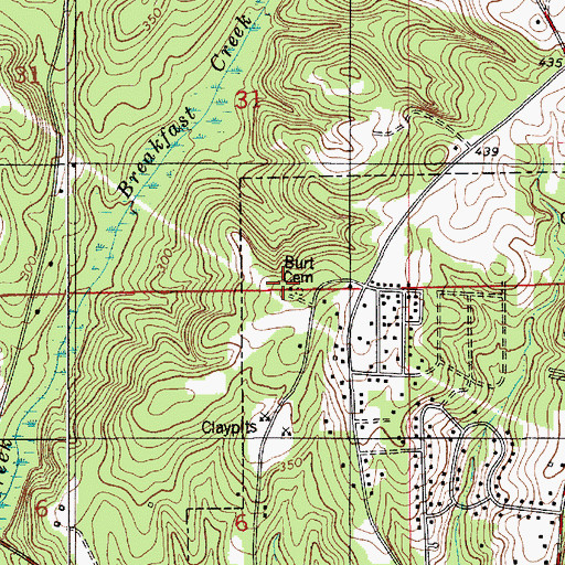 Topographic Map of Burt Cemetery, AL