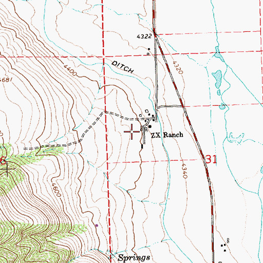 Topographic Map of ZX Ranch, OR