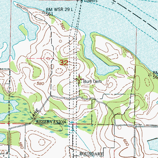 Topographic Map of Burt Cemetery, AL