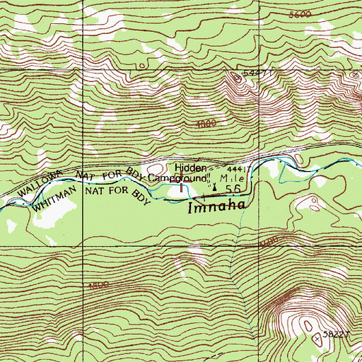 Topographic Map of Hidden Recreation Site, OR