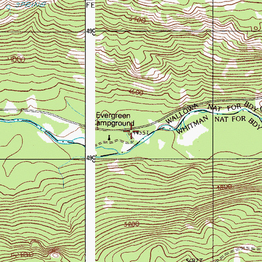 Topographic Map of Evergreen Recreation Site, OR
