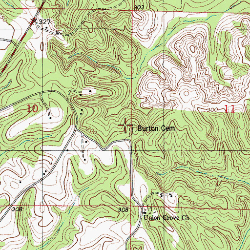 Topographic Map of Burton Cemetery, AL