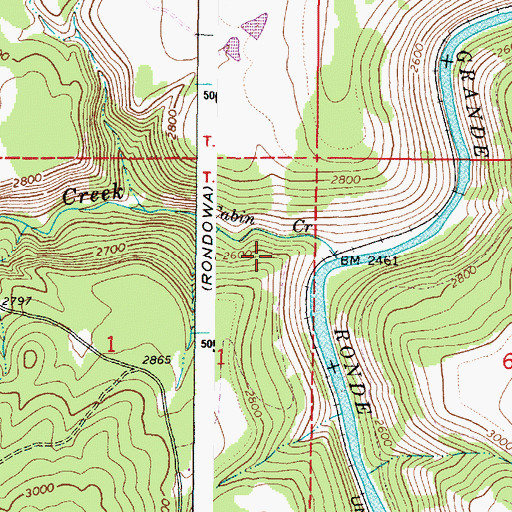 Topographic Map of Cabin Creek (historical), OR