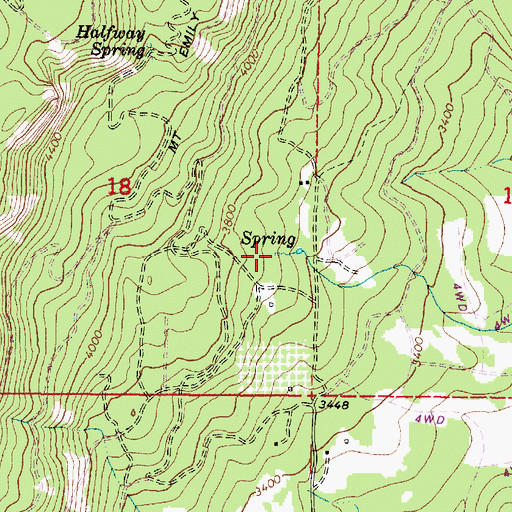 Topographic Map of Mayville Spring, OR