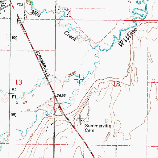 Topographic Map of Shaw Creek, OR