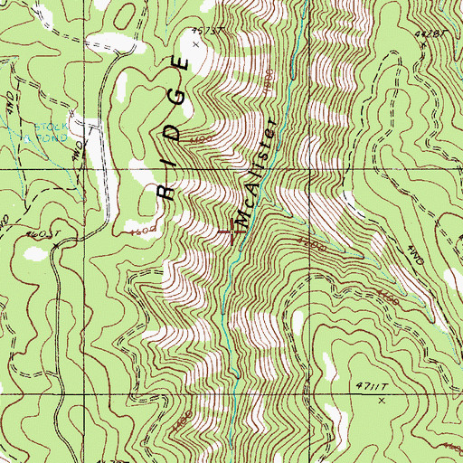 Topographic Map of Hidden Branch, OR