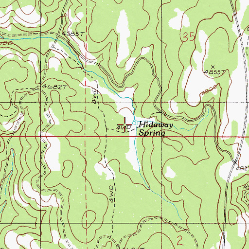 Topographic Map of Hidaway Spring, OR