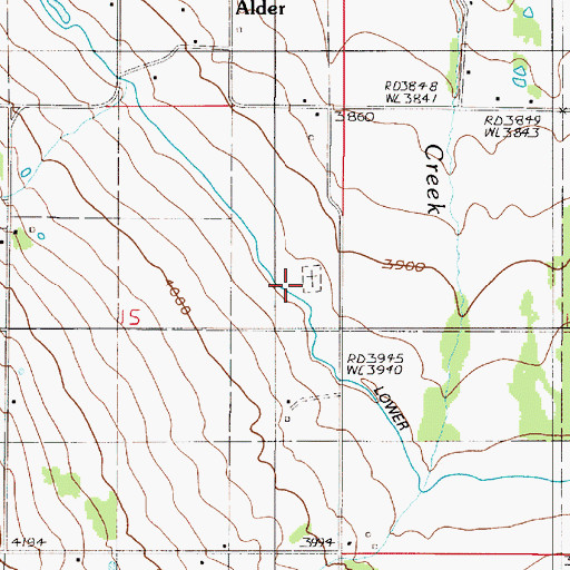 Topographic Map of Alder Slope Cemetery, OR