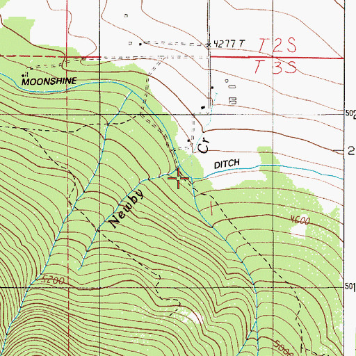 Topographic Map of Mill Creek, OR