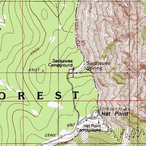 Topographic Map of Sacajawea Recreation Site, OR