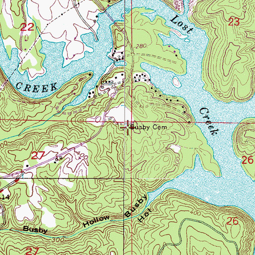 Topographic Map of Busby Cemetery, AL