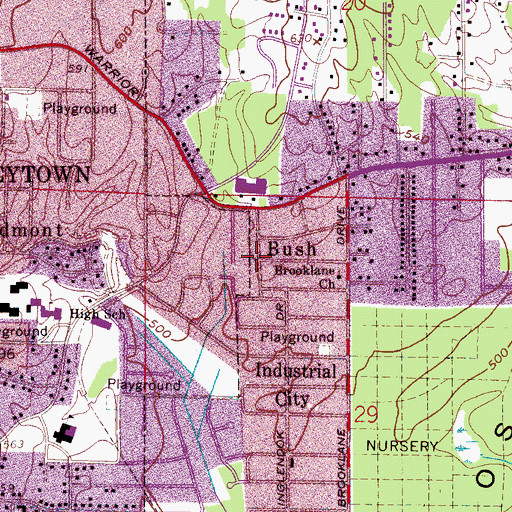 Topographic Map of Bush, AL