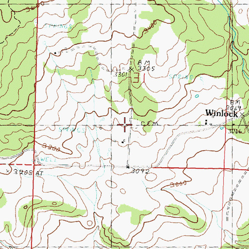 Topographic Map of Winlock Cemetery, OR