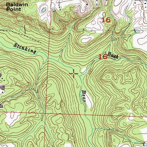 Topographic Map of Bush Branch, AL