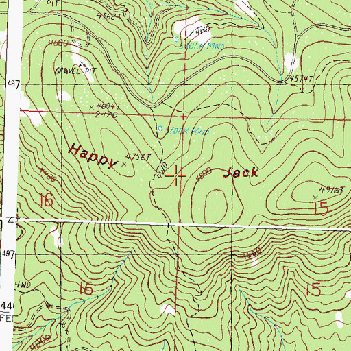 Topographic Map of Happy Jack Ridge, OR
