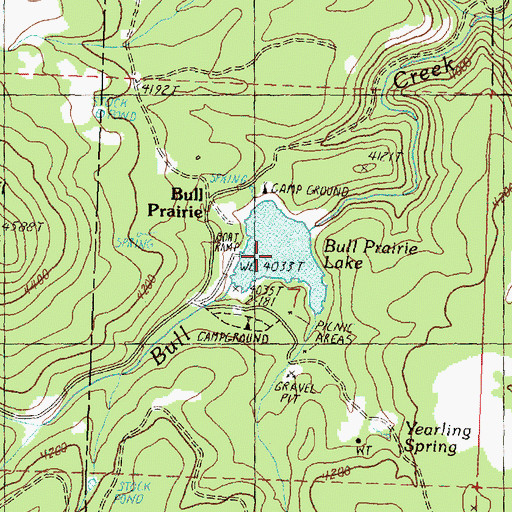 Topographic Map of Bull Prairie Lake, OR