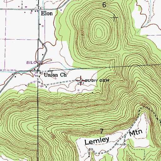 Topographic Map of Bush Cemetery, AL