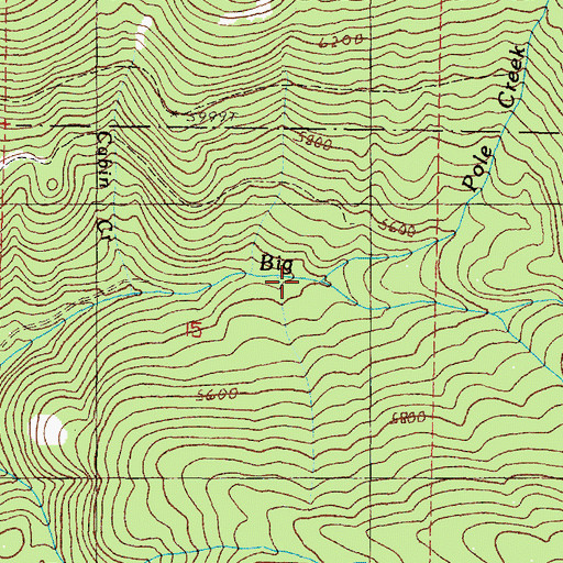 Topographic Map of Pole Creek, OR