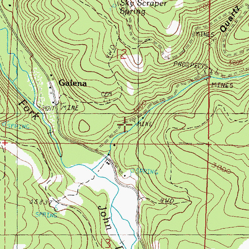 Topographic Map of Galena Cemetery, OR