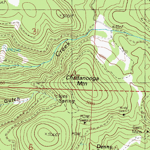 Topographic Map of Chattanooga Mountain, OR