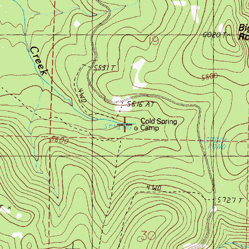 Topographic Map of Cold Spring, OR