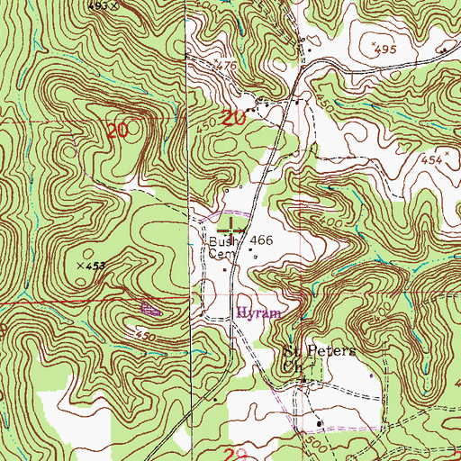 Topographic Map of Bush Cemetery, AL