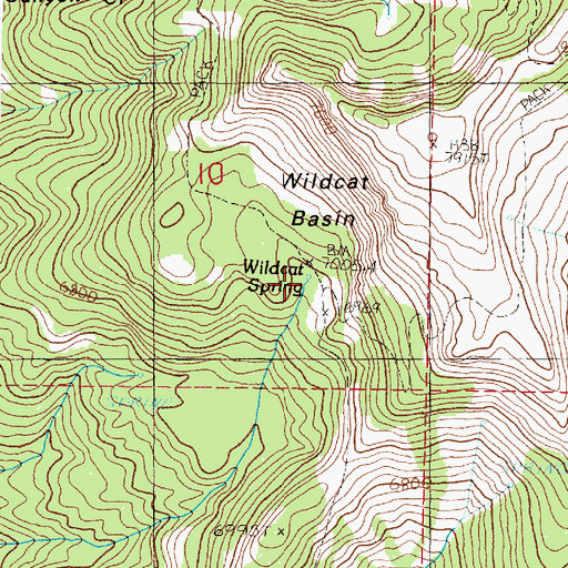 Topographic Map of Wildcat Spring, OR