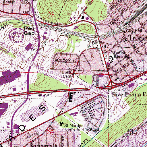 Topographic Map of Bush Cemetery, AL